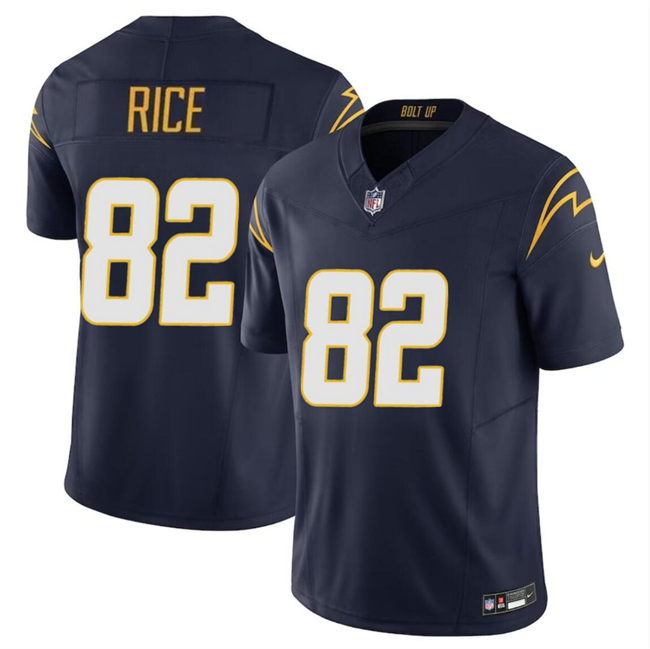 Men's Los Angeles Chargers #82 Brenden Rice Navy 2024 Draft F.U.S.E Vapor Limited Stitched Football Jersey